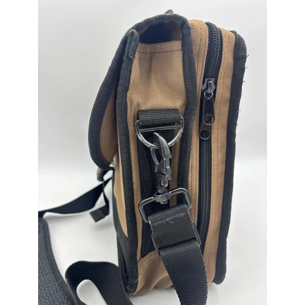 DULUTH TRADING CO Messenger Bag Laptop Khaki Black Canvas Utility Work Tan Brown